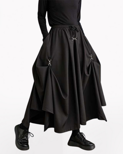 cargo skirt,black cargo skirt,cargo maxi skirt,cargo skirt long,long cargo skirt,cargo skirt outfit,,a line skirt,techwear outfits,techwear fashion,casual techwear,techwear girls,techwear skirt,techwear women
