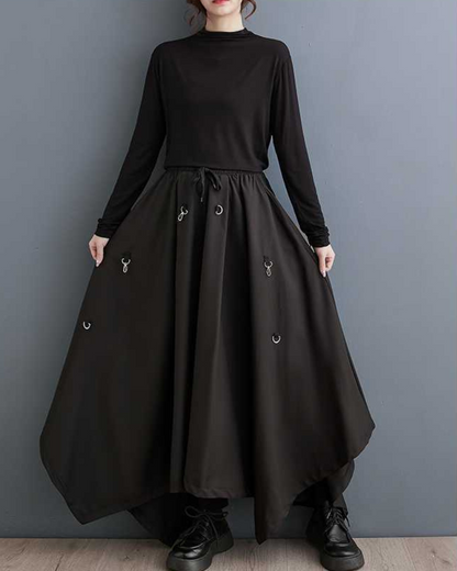 Harajuku Wide-Leg Cargo Skirt Pants