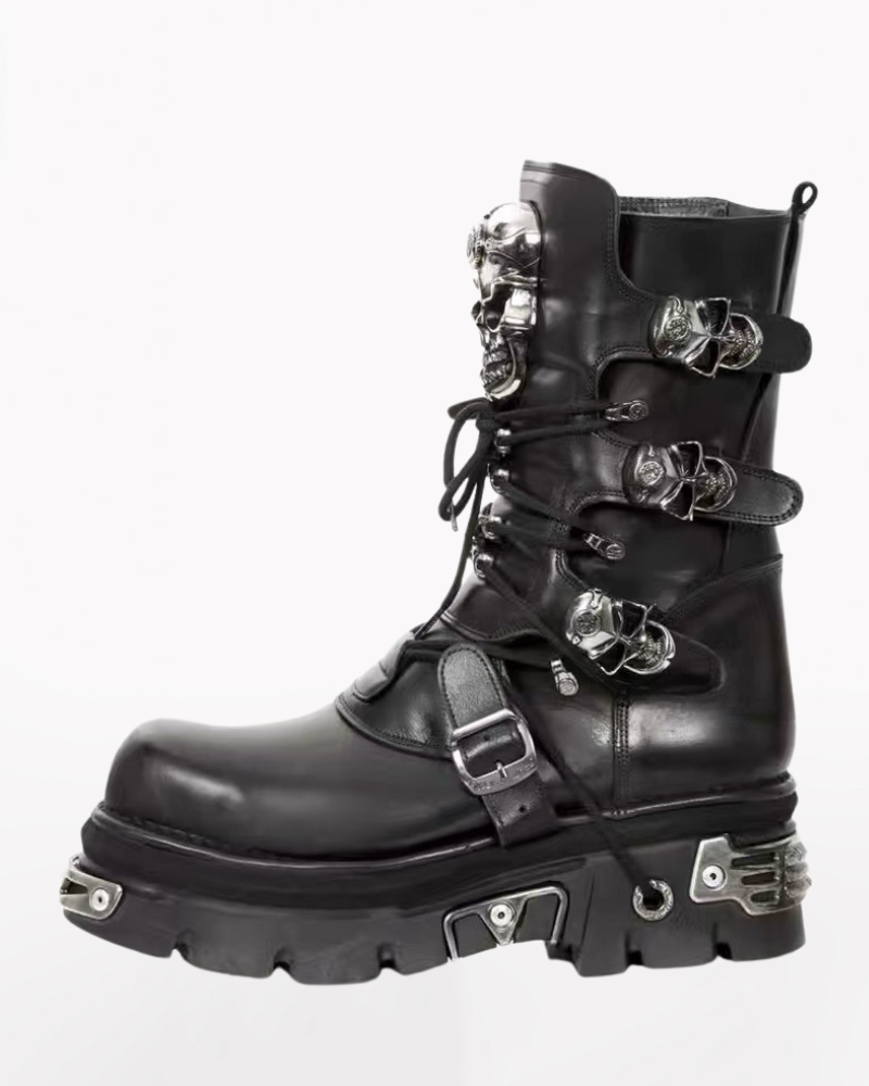 Harley Motorcycle Skull Punk Couple Handmade Martin Boots