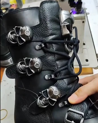 Harley Motorcycle Skull Punk Couple Handmade Martin Boots
