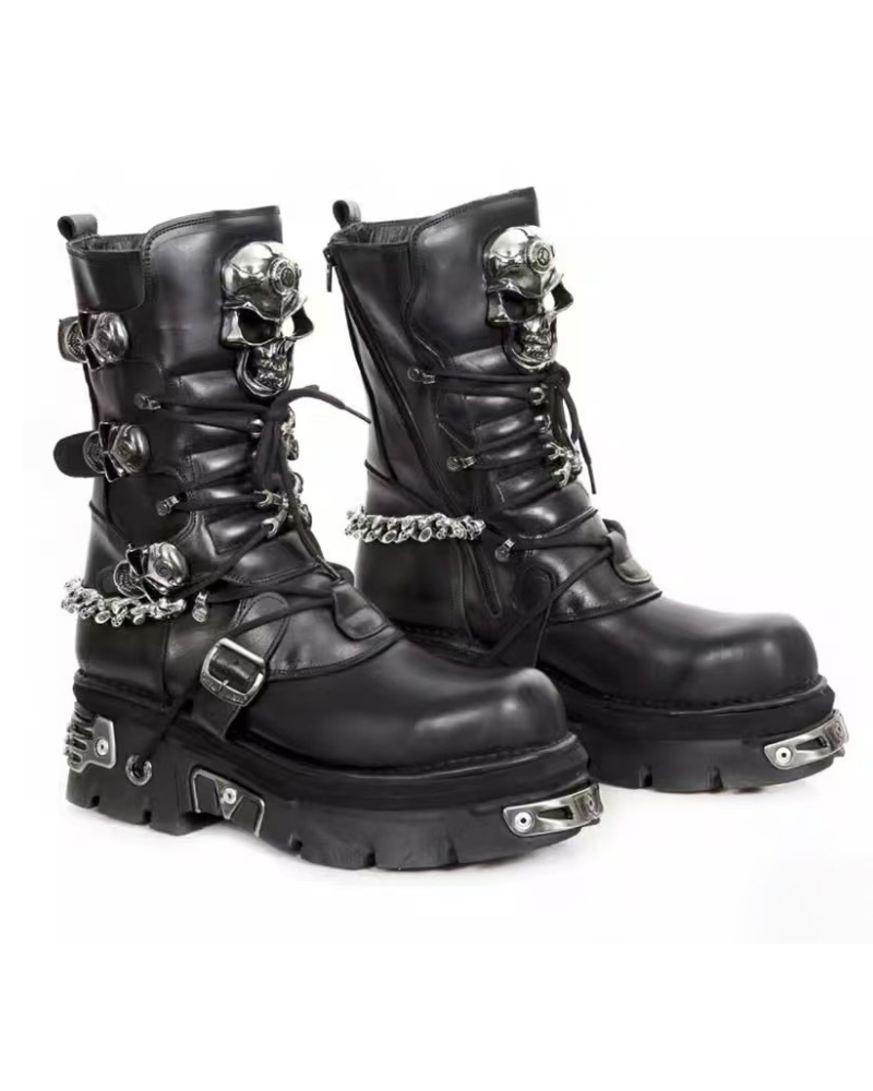 Harley Motorcycle Skull Punk Couple Handmade Martin Boots