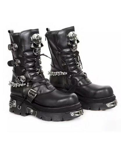 Harley Motorcycle Skull Punk Couple Handmade Martin Boots