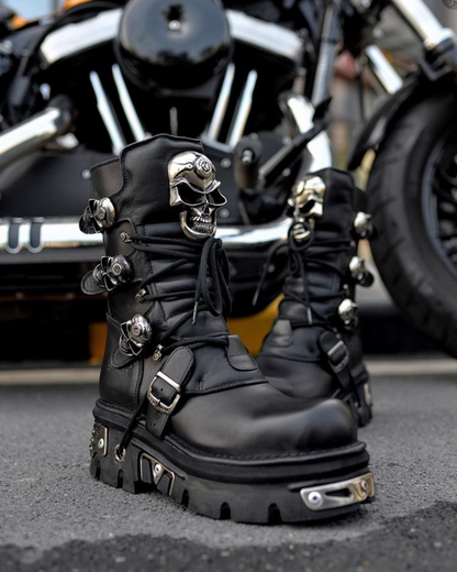 Harley Motorcycle Skull Punk Couple Handmade Martin Boots