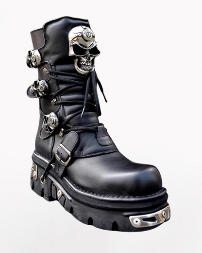 Harley Motorcycle Skull Punk Couple Handmade Martin Boots