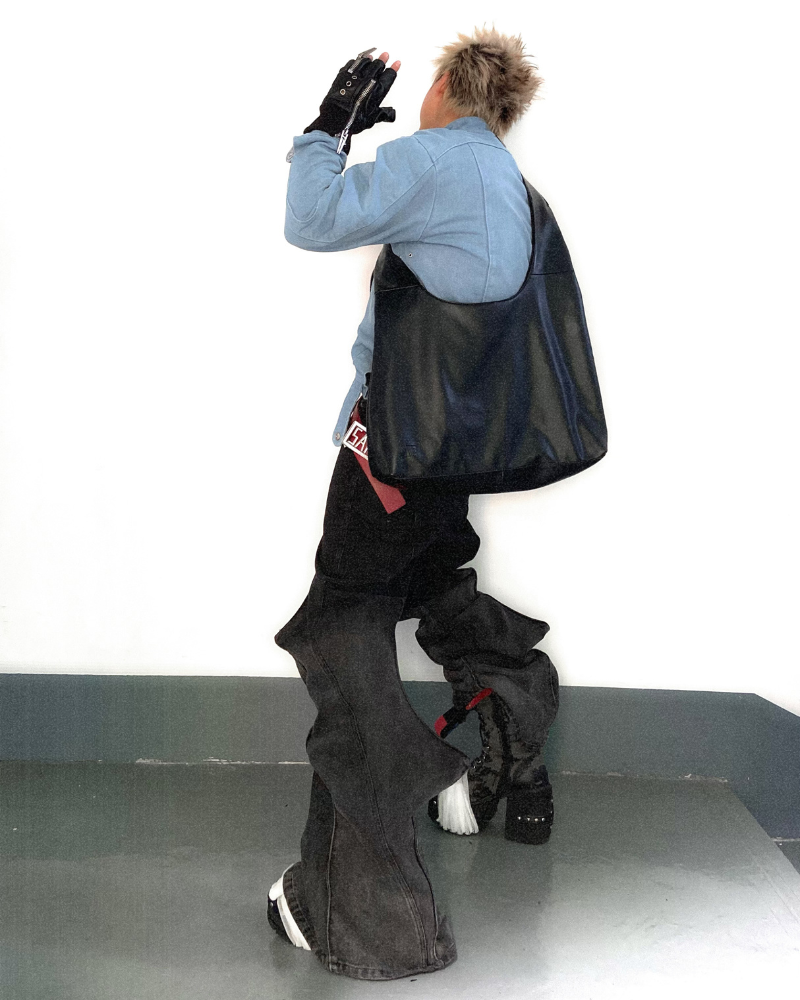 High Street Opium Style 3D-Structured Spiked Flare Pants