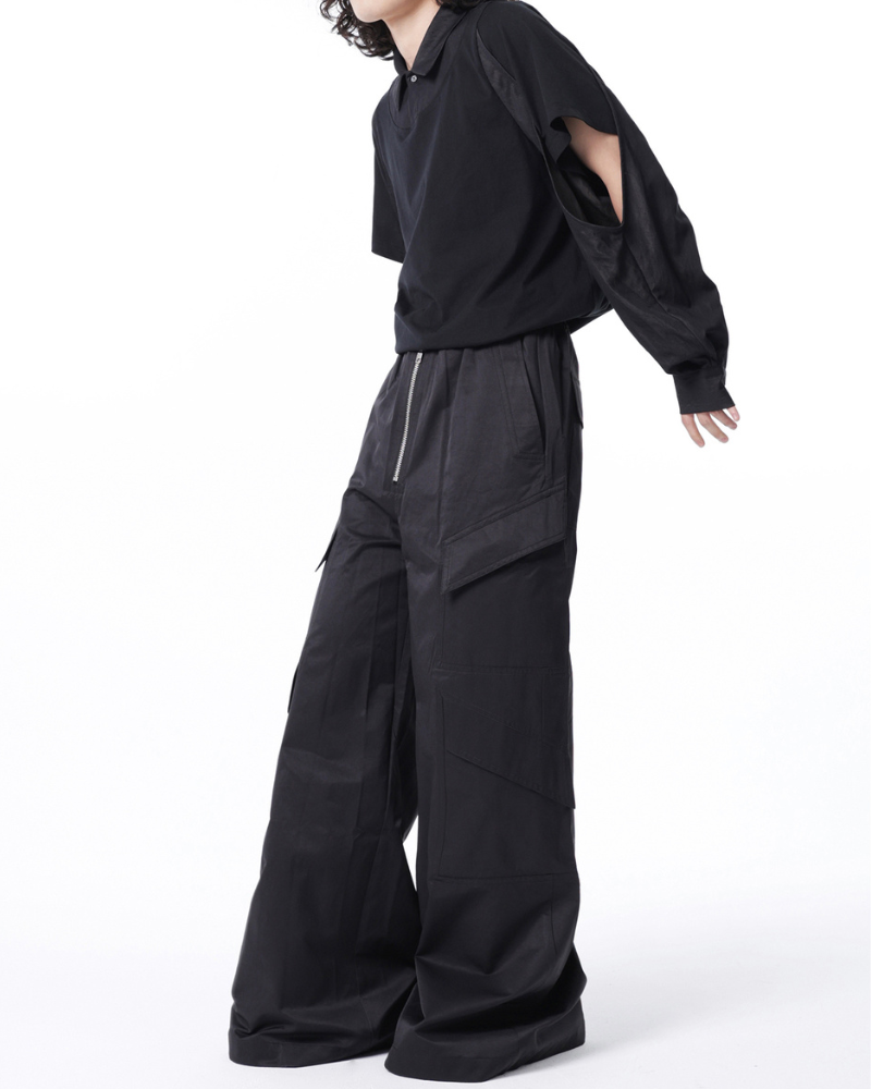 High Street Hip-Hop Cargo Wide-Leg Pants