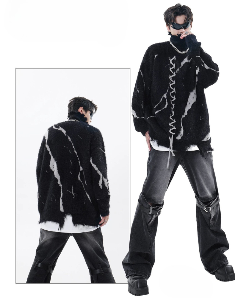 High Street Opium Style Lace-Up Turtleneck Sweater