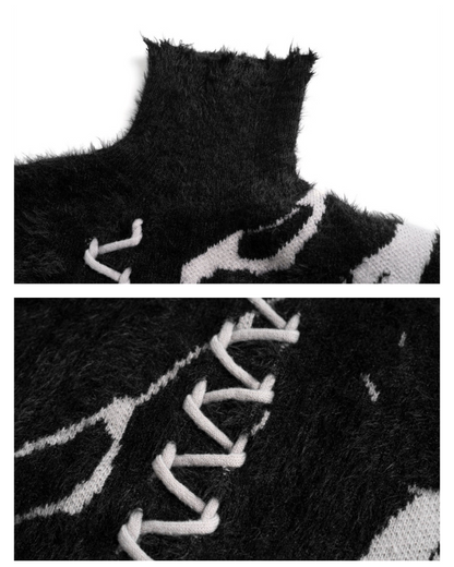 High Street Opium Style Lace-Up Turtleneck Sweater