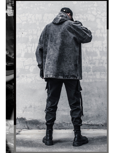 High-Street Washed Denim Hoodie Jacket