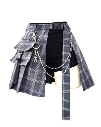 Funcional High Waist Pleated Cargo Skirt