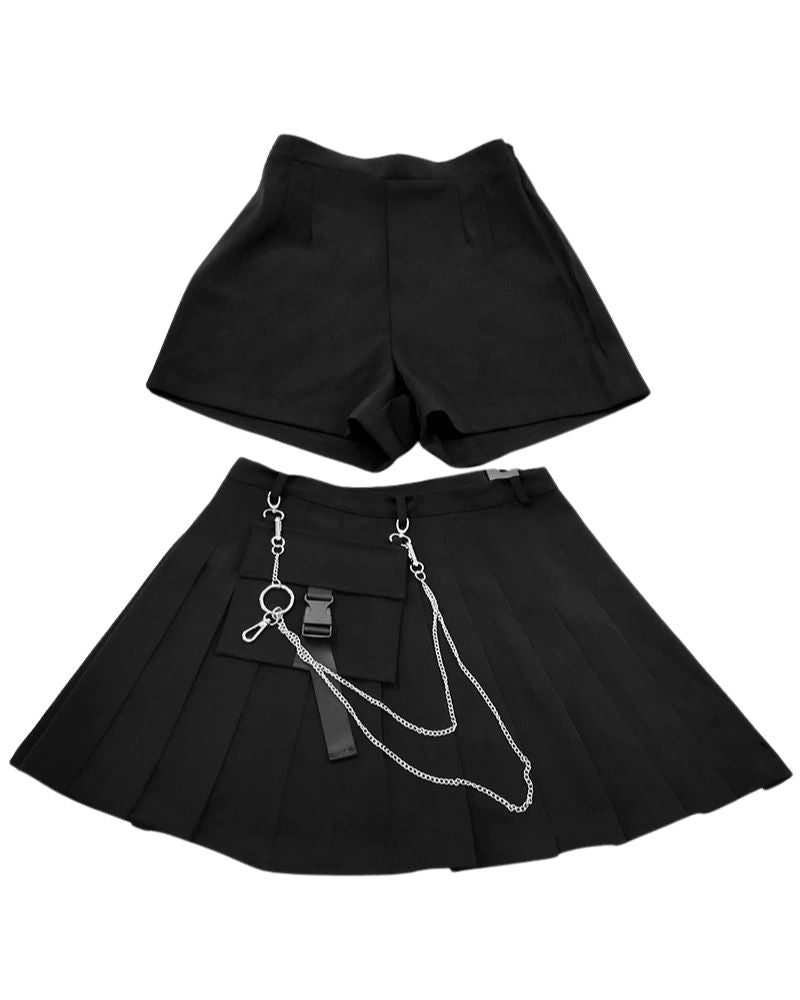 Funcional High Waist Pleated Cargo Skirt