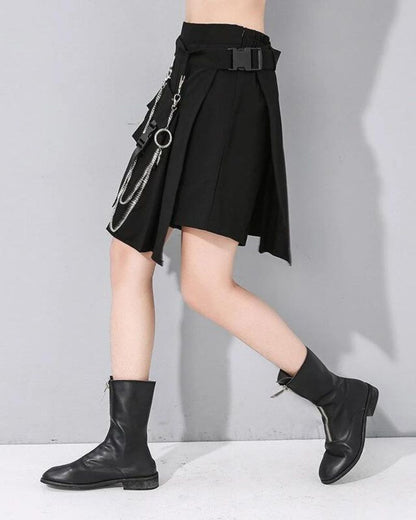 Funcional High Waist Pleated Cargo Skirt