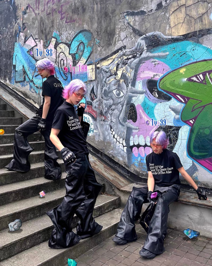 High Street Opium Style 3D-Structured Spiked Flare Pants