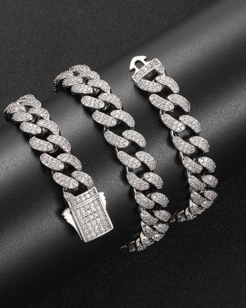 Hip Hop Stainless Steel 12mm Iced Cuban Link Chain