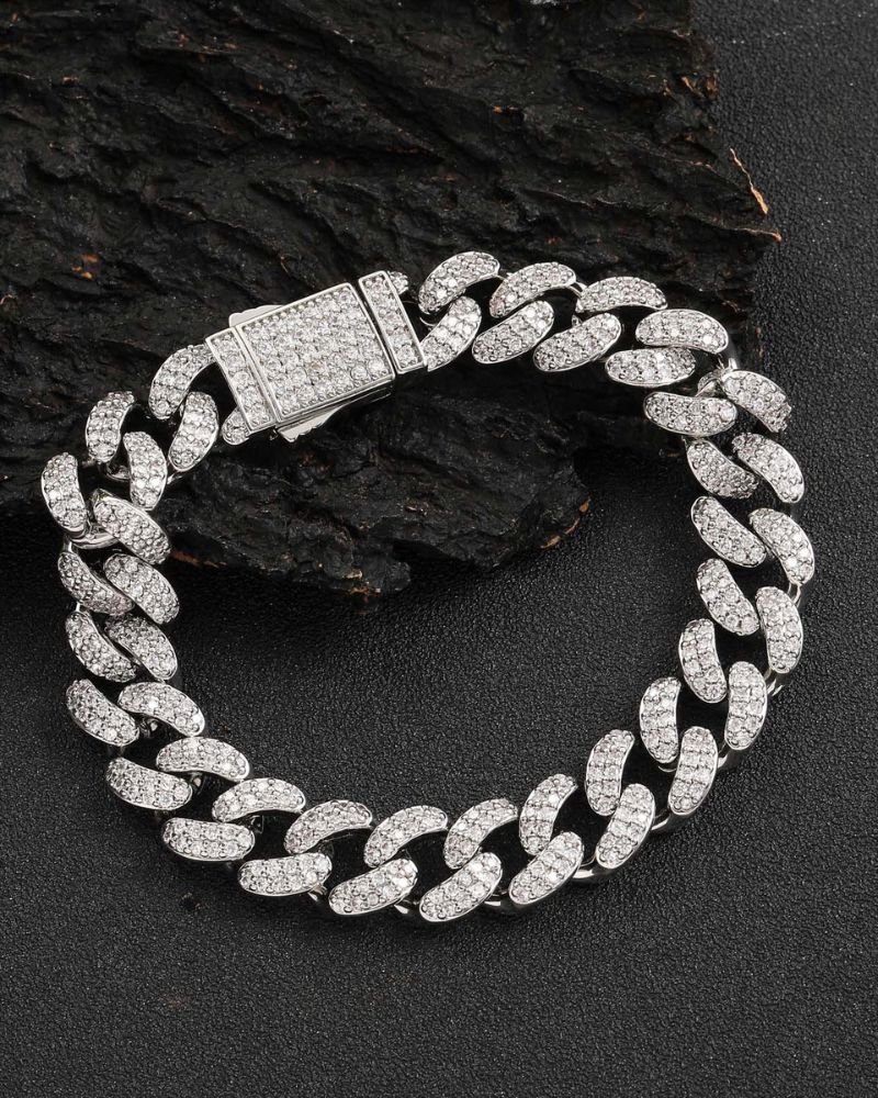 Hip Hop Stainless Steel 12mm Iced Cuban Link Bracelet