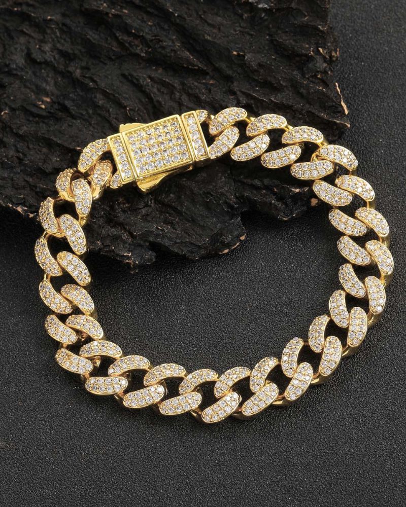 Hip Hop Stainless Steel 12mm Iced Cuban Link Bracelet