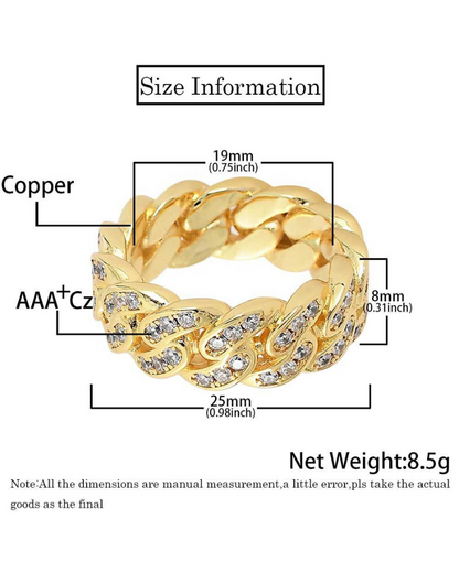 Hip Hop Iced Cuban Ring