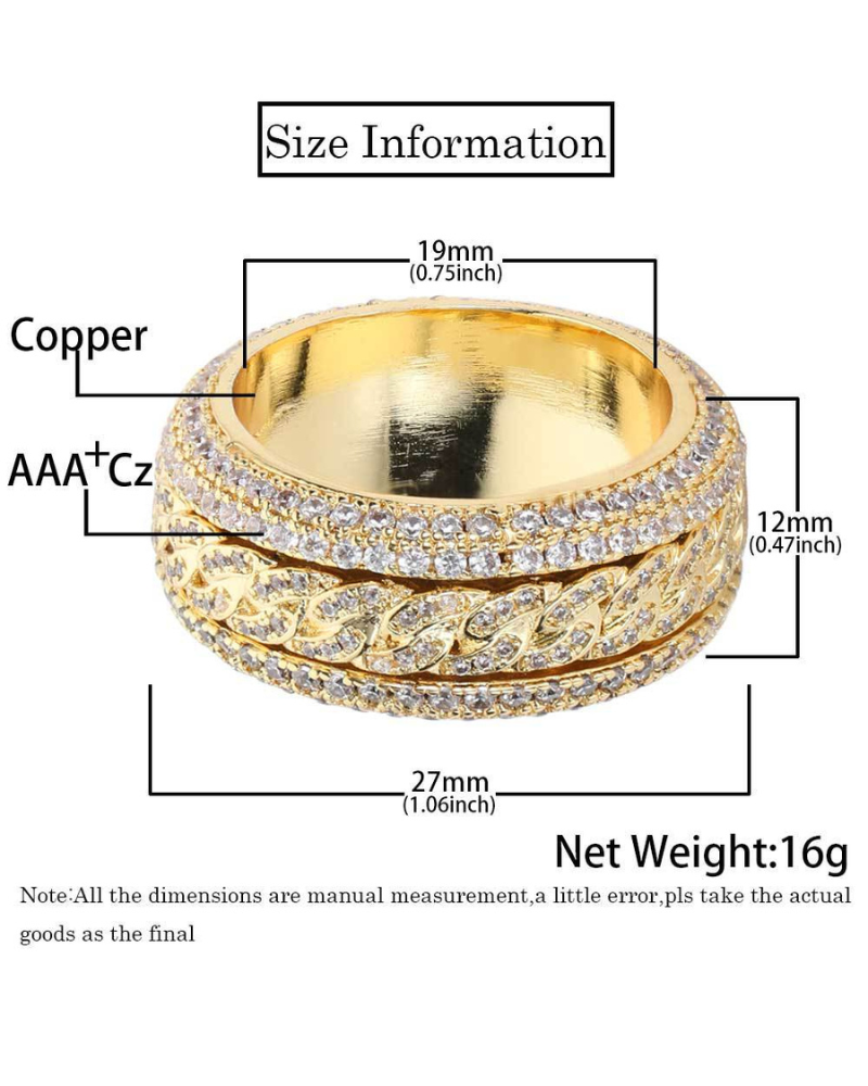 Hip Hop Rotatable Cuban Ring