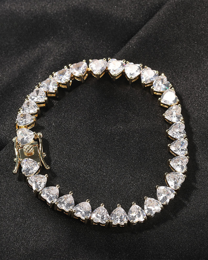 Hip Hop Zircon Love Couple Tennis Cuban Link Bracelet