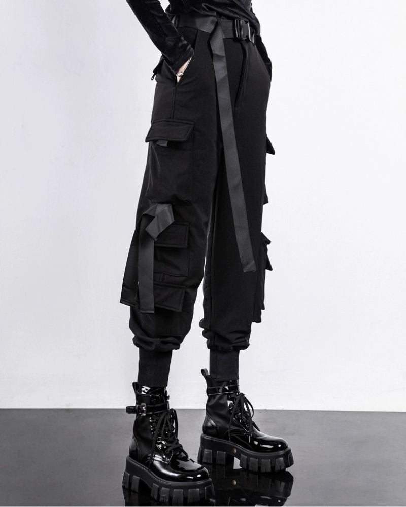 Techwear Black Multi-Pockets Women Cargo Pants