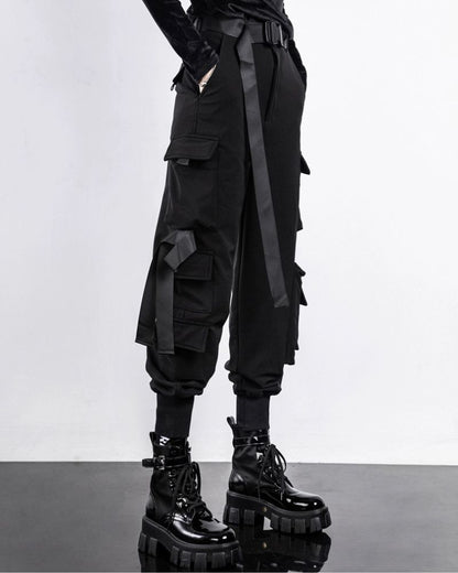 Techwear Black Multi-Pockets Women Cargo Pants