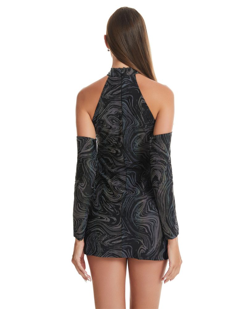 cargo dress for women Hollow Out Halter Reflective Rave Dress for Women