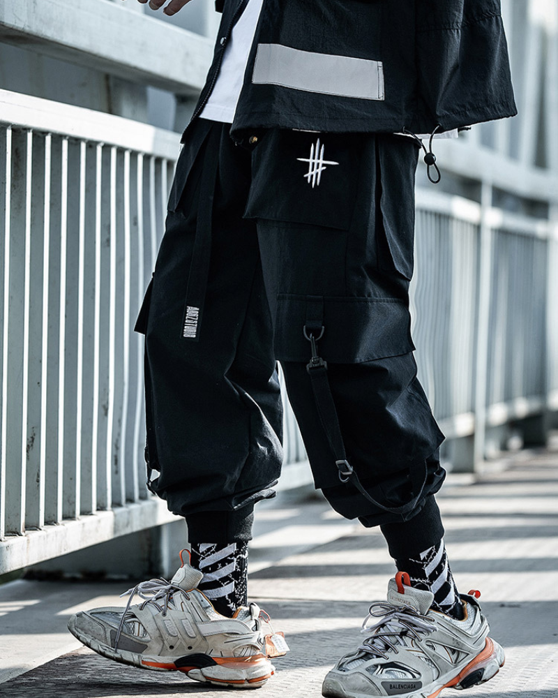 Techwear Street Style Black Cargo Pants