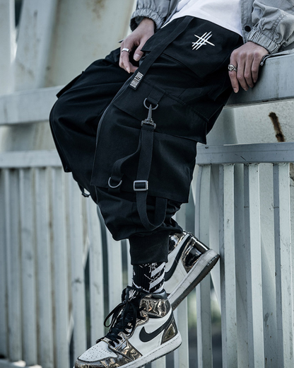 Techwear Street Style Black Cargo Pants