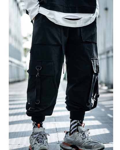 Techwear Street Style Black Cargo Pants