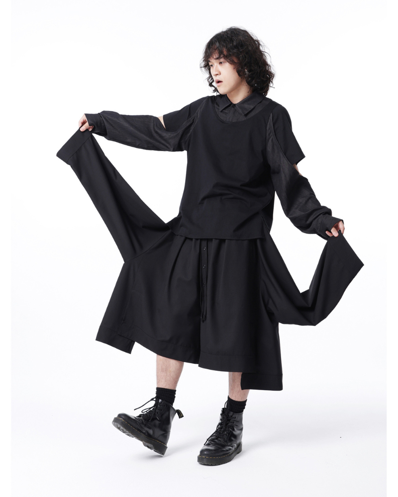 Japanese Deconstructed Shirt Look Hakama Pants