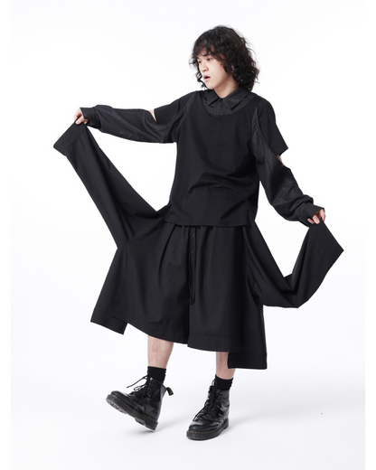 Japanese Deconstructed Shirt Look Hakama Pants