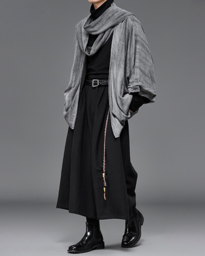 Japanese-Style Mid-Length Unisex Linen Cardigan