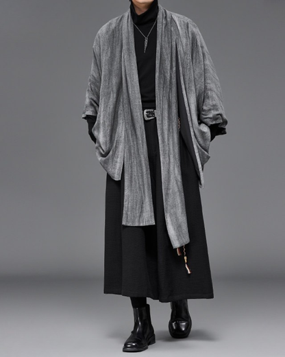 Japanese-Style Mid-Length Unisex Linen Cardigan