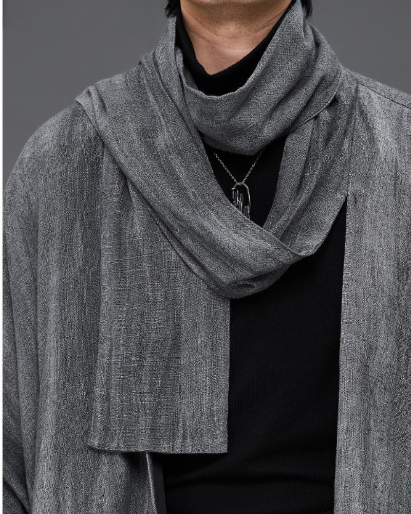 Japanese-Style Mid-Length Unisex Linen Cardigan