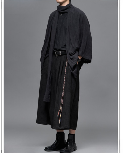 Japanese-Style Mid-Length Unisex Linen Cardigan