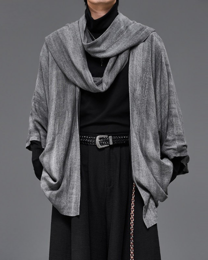 Japanese-Style Mid-Length Unisex Linen Cardigan