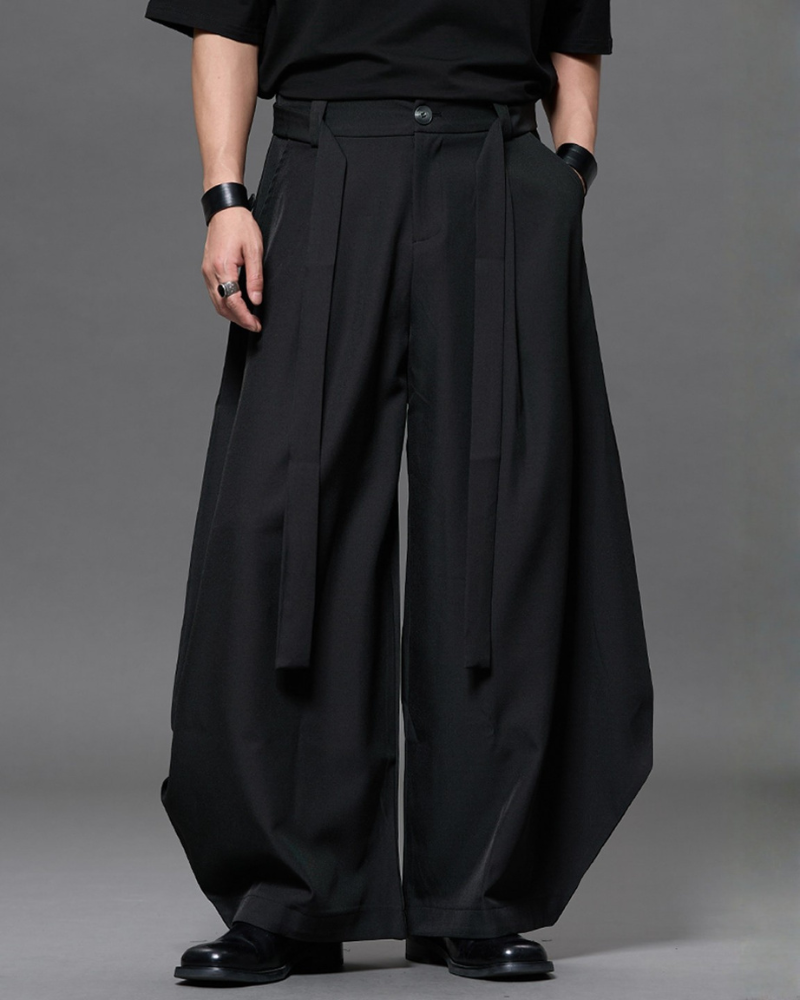 Japanese Minimalist Dark Aesthetic Curved-Leg Pants