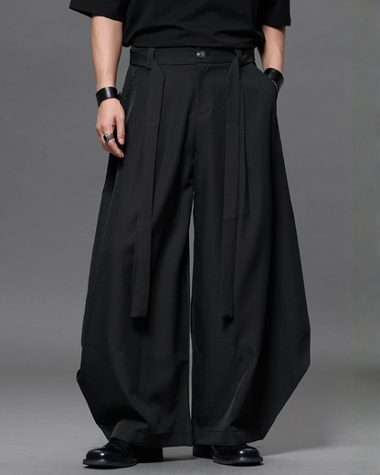 Japanese Minimalist Dark Aesthetic Curved-Leg Pants