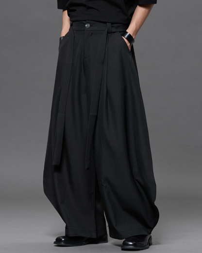 Japanese Minimalist Dark Aesthetic Curved-Leg Pants