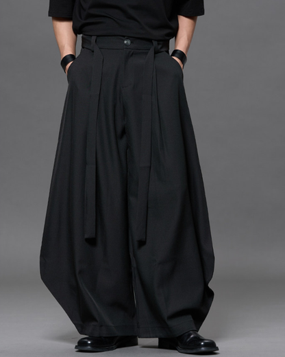 Japanese Minimalist Dark Aesthetic Curved-Leg Pants