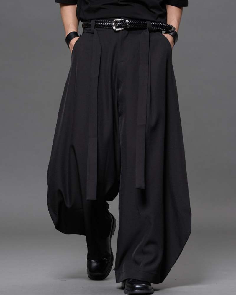 Japanese Minimalist Dark Aesthetic Curved-Leg Pants