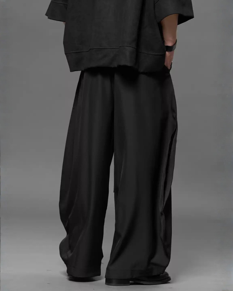 Japanese Minimalist Dark Aesthetic Curved-Leg Pants