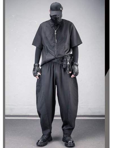 Japanese Style Summer Loose Pleated Short Sleeve Shirt