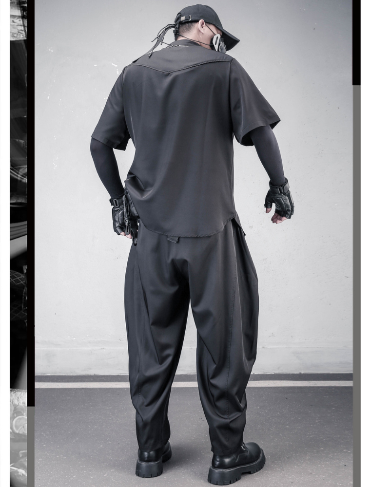 Japanese Style Summer Loose Pleated Short Sleeve Shirt
