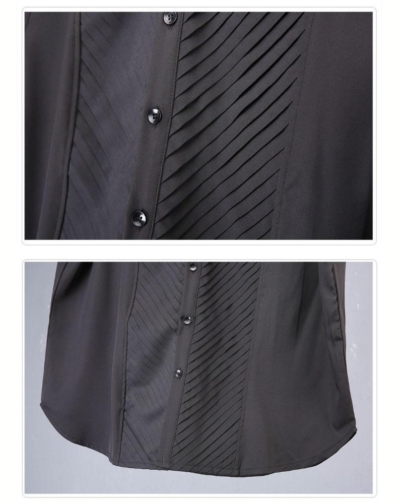Japanese Style Summer Loose Pleated Short Sleeve Shirt
