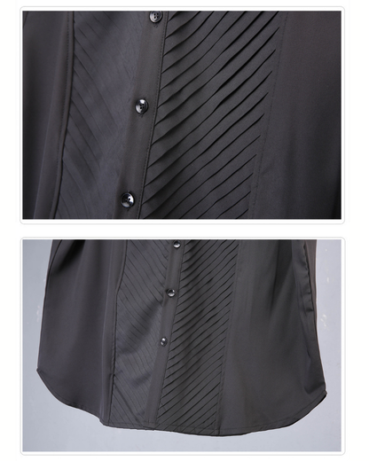 Japanese Style Summer Loose Pleated Short Sleeve Shirt
