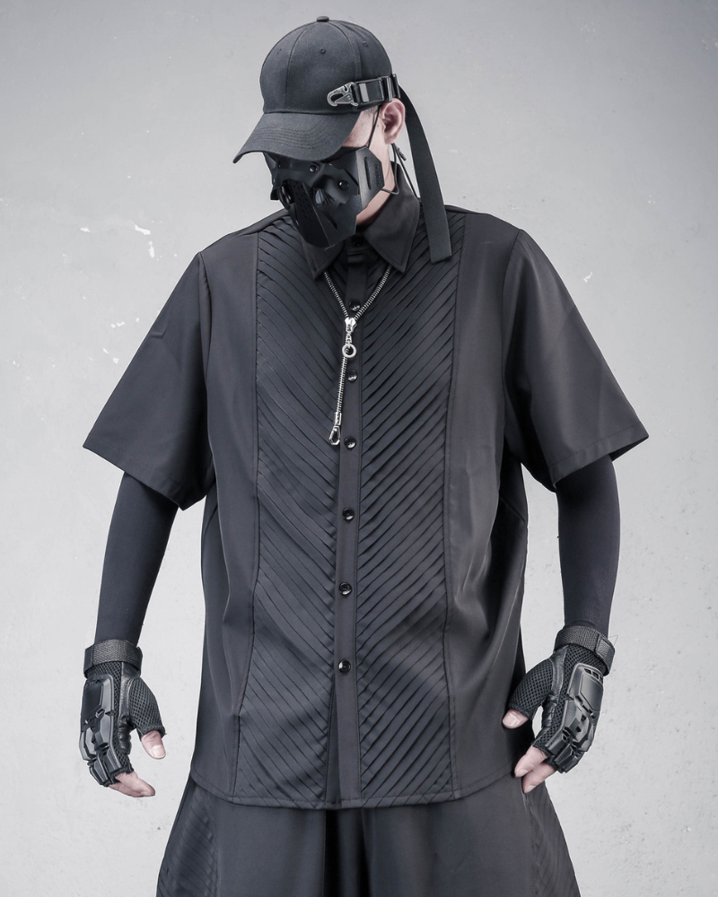 Japanese Style Summer Loose Pleated Short Sleeve Shirt