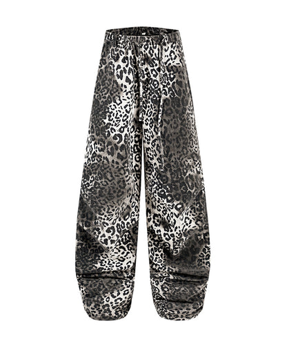 Streetwear Loose Fit Wide-Leg Leopard Jeans