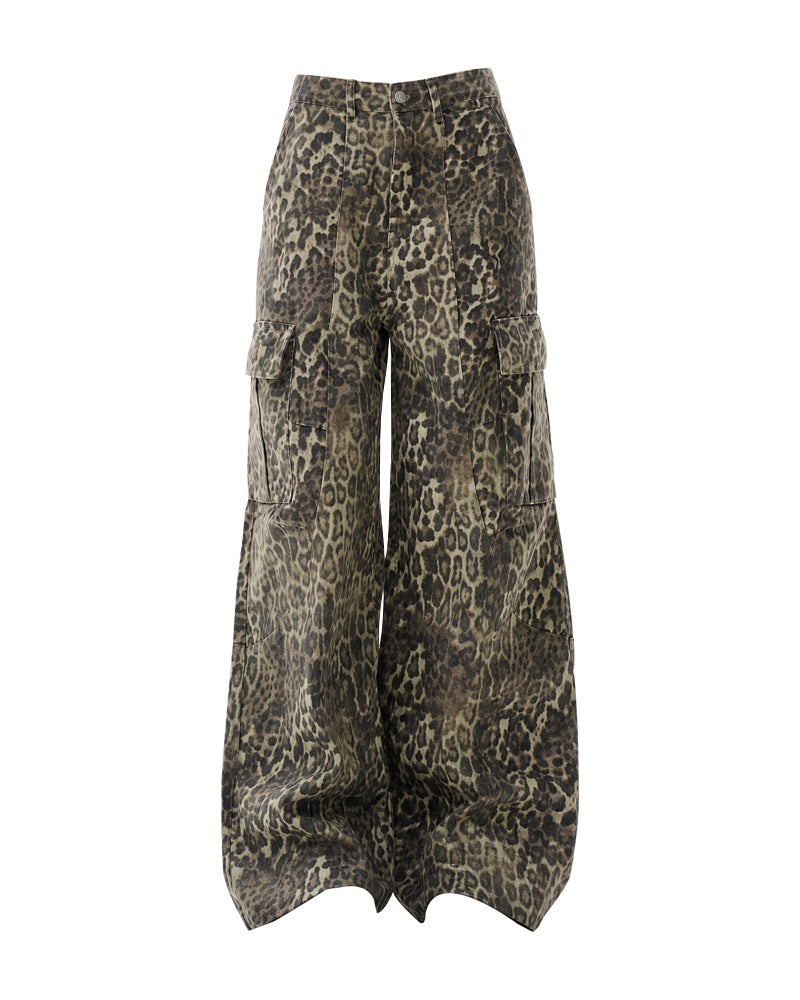 Vintage Baggy Unisex Leopard Print Cargo Jeans
