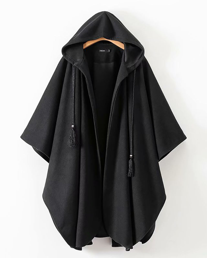 Techwear Long Cape Woolen Hooded Coat – Techwear Official